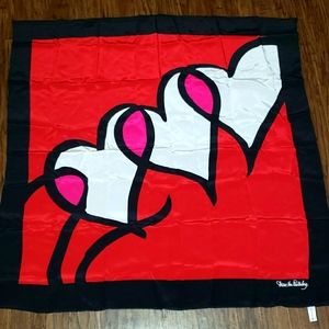 80s/90s Gorgeous Silk Signed Dvf Heart Pattern 34" Scarf